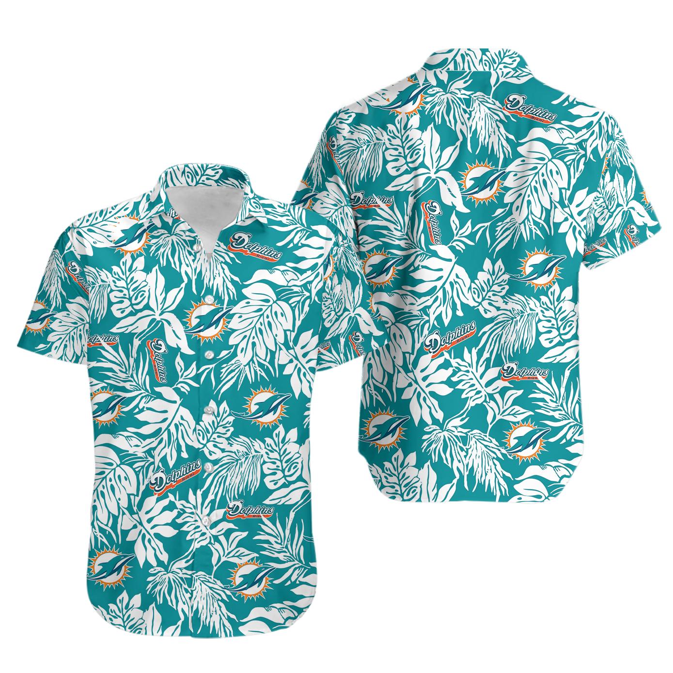 Nfl miami dolphins tropical leafs hawaiian shirt Hawaii Shirt Shorts & Flip Flops