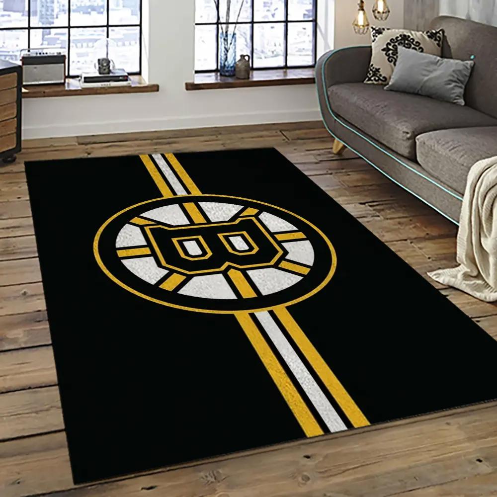 Nhl boston bruins hockey team logo sport carpet rectangle area rug for living room bb44 Rectangle Rug