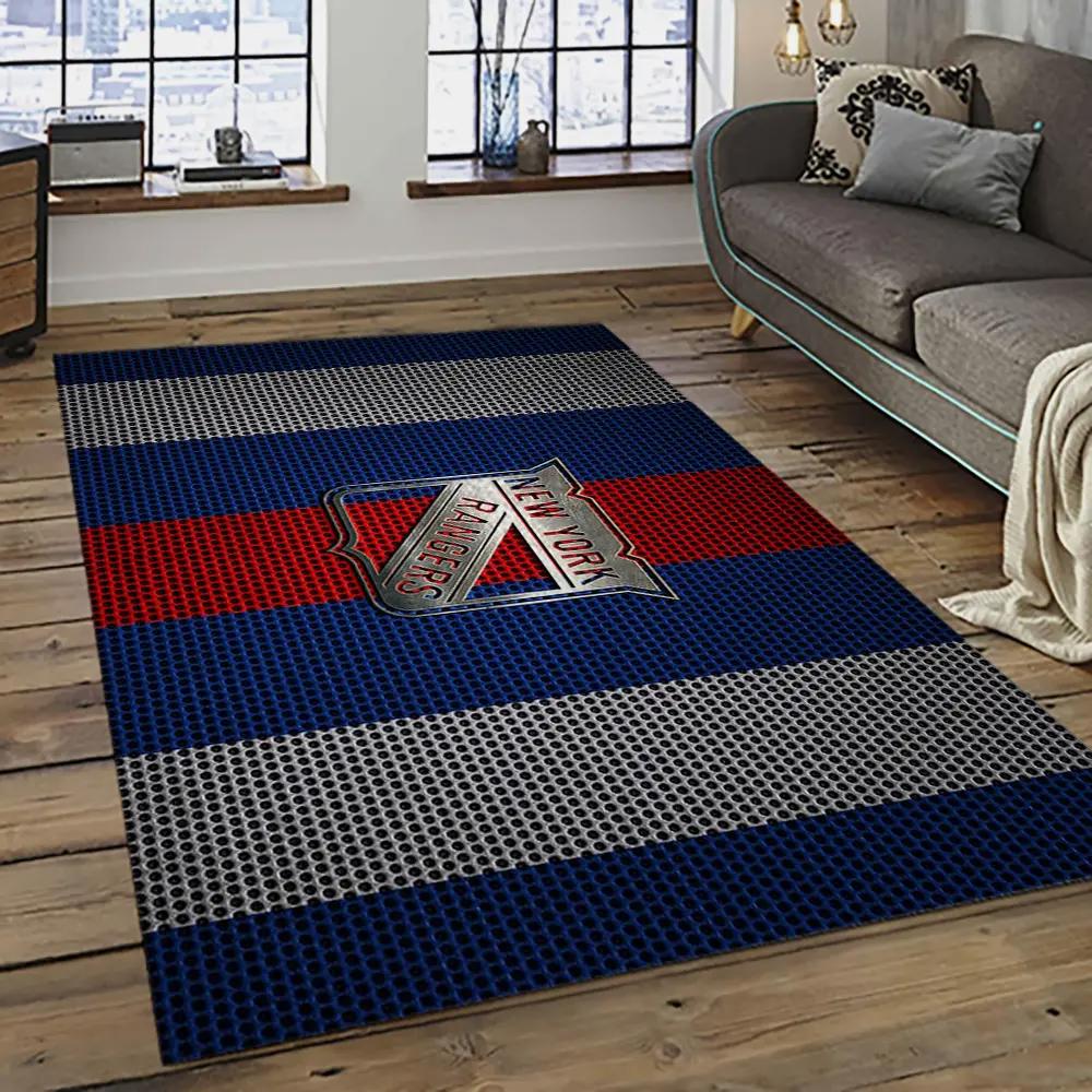 Nhl new york rangers hockey team logo sport carpet rectangle area rug for living room nyr18 Rectangle Rug
