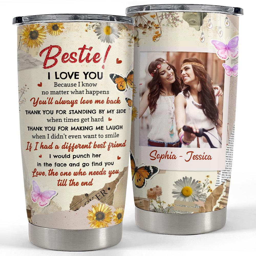 Personalized besties tumbler with customize photo and names Personalized Tumbler