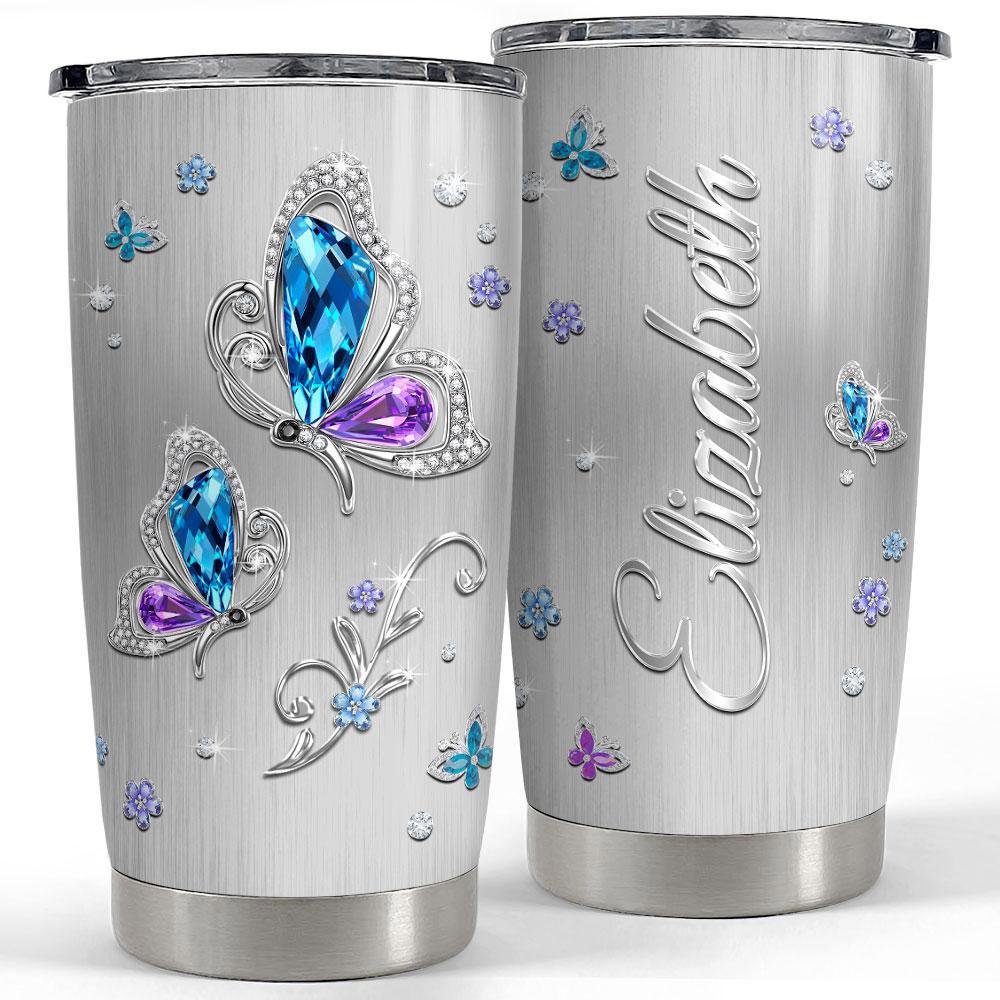 Personalized butterfly tumbler jewelry drawing style Personalized Tumbler