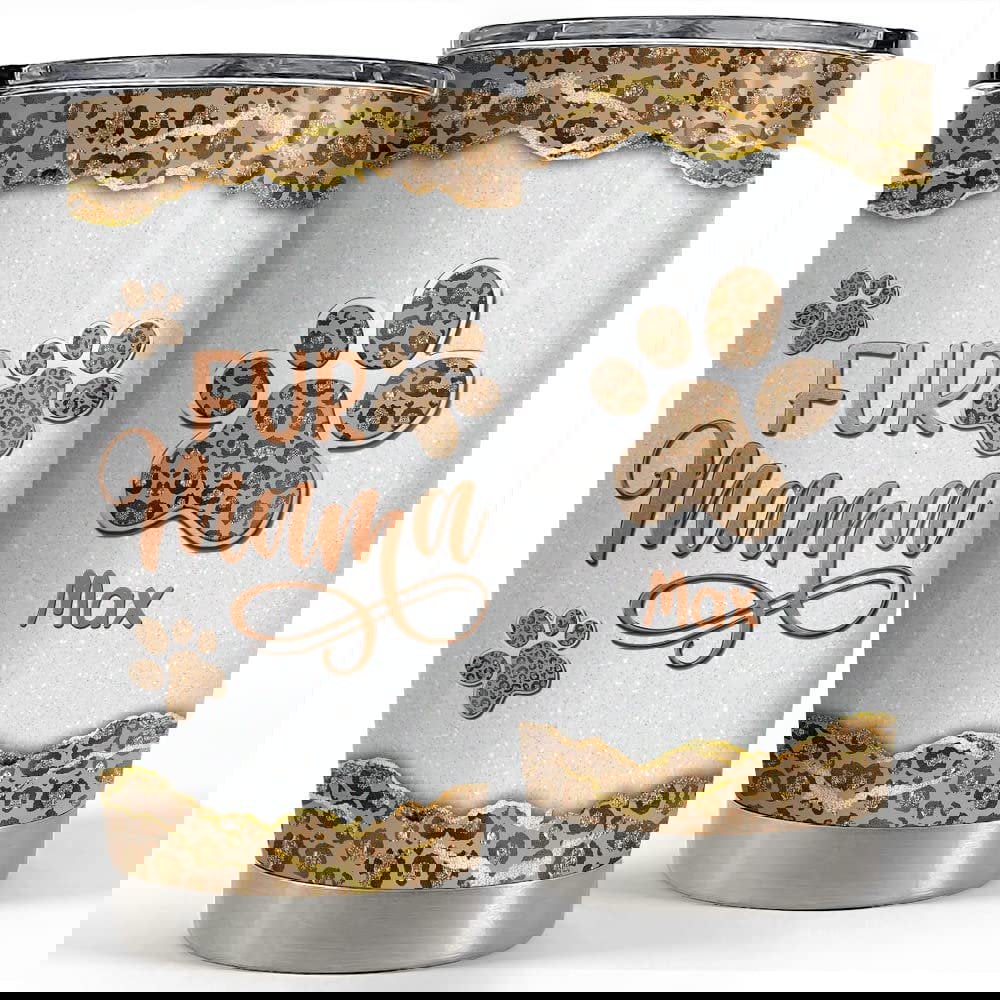 Personalized dog mom tumbler leopard fur mama mother’s day gifts Personalized Tumbler