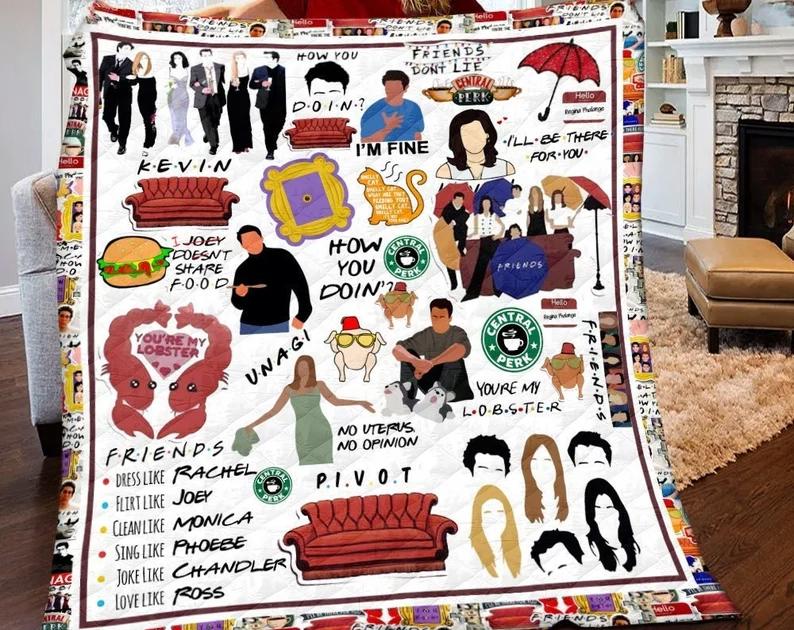 Personalized friends movie series gifts christmas gifts fleece blanket, mink sherpa blanket, friends movie blanket, tv series blanket Quilt Blanket