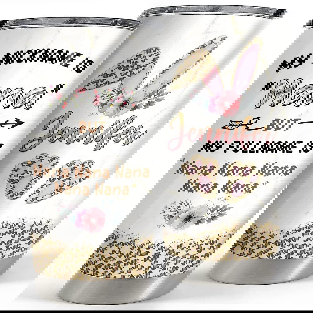 Personalized grandma tumbler bunny ears leopard for nana grandma Personalized Tumbler