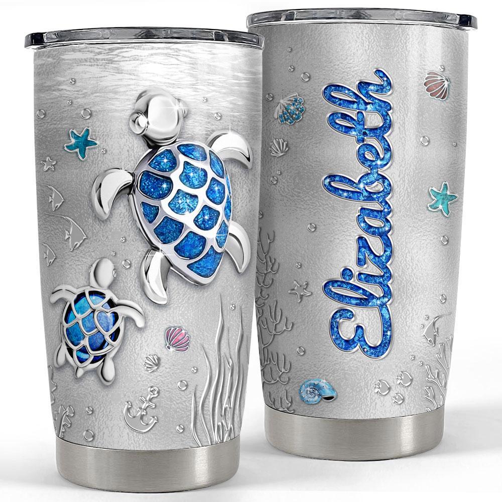 Personalized sea turtle tumbler jewelry drawing style Personalized Tumbler