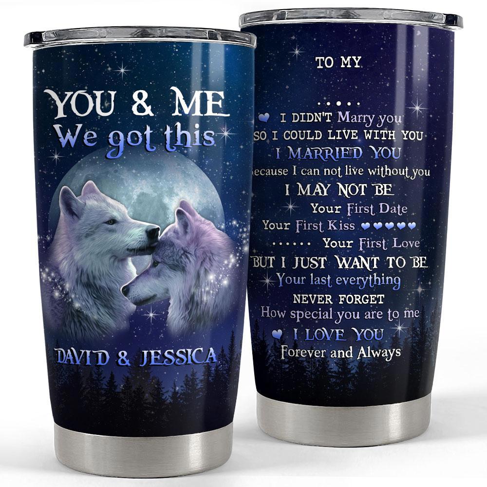 Personalized tumbler wolf couple with customize name Personalized Tumbler