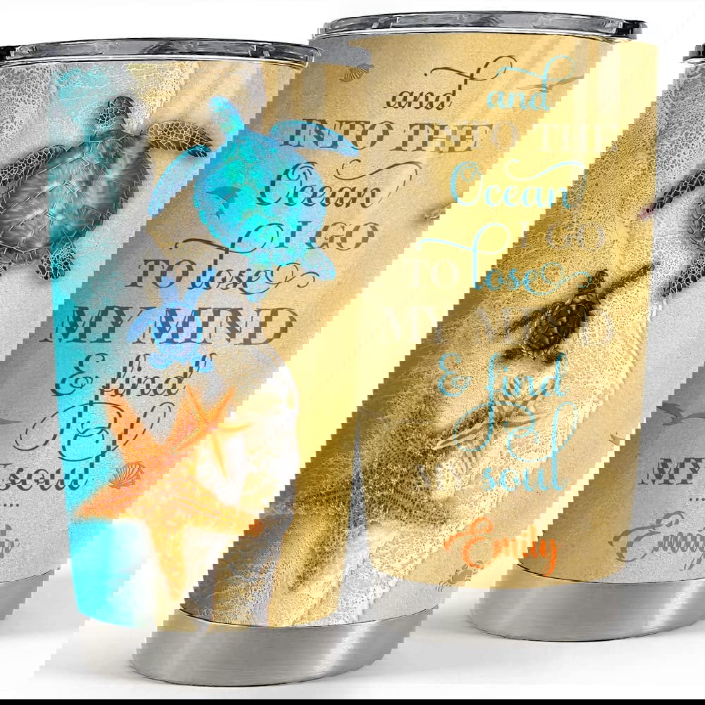 Personalized turtle tumbler beach find my soul for animal lover Personalized Tumbler