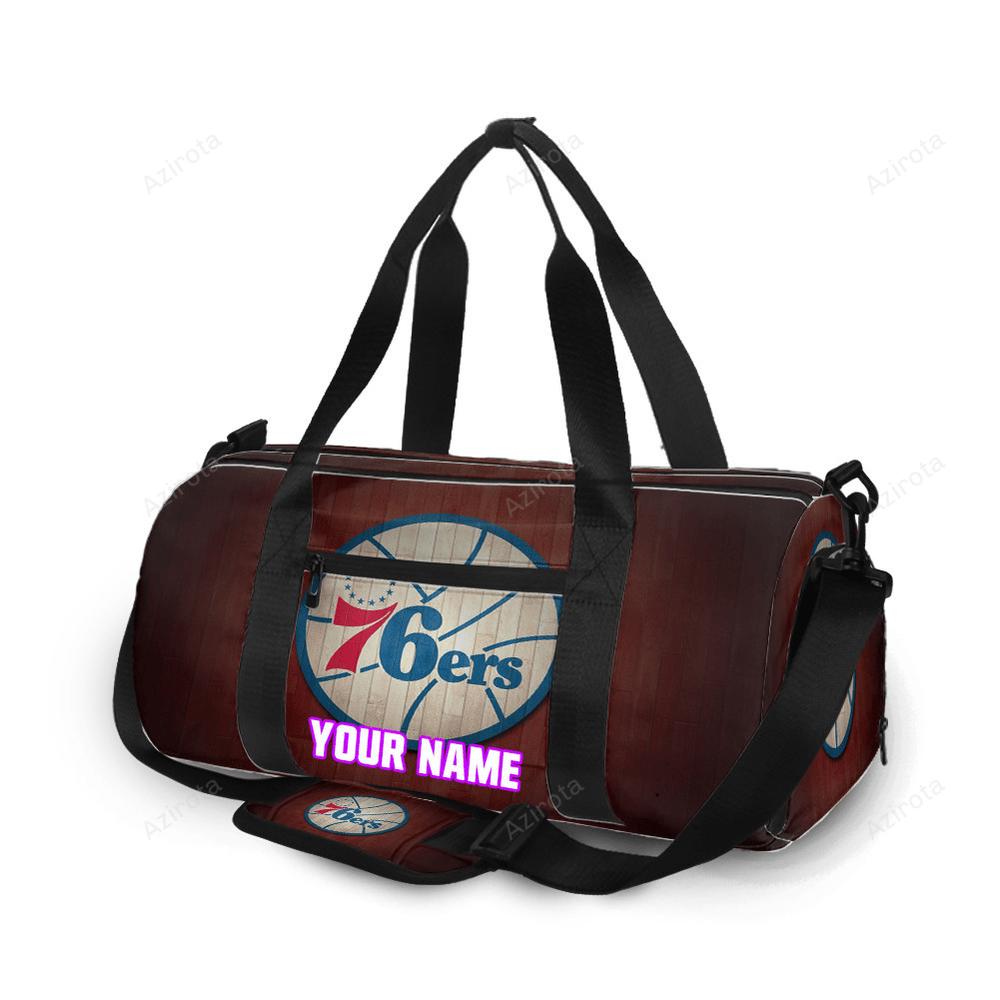 Philadelphia 76ers red wood personalized name travel bag gym bag 2277 Travel Bag