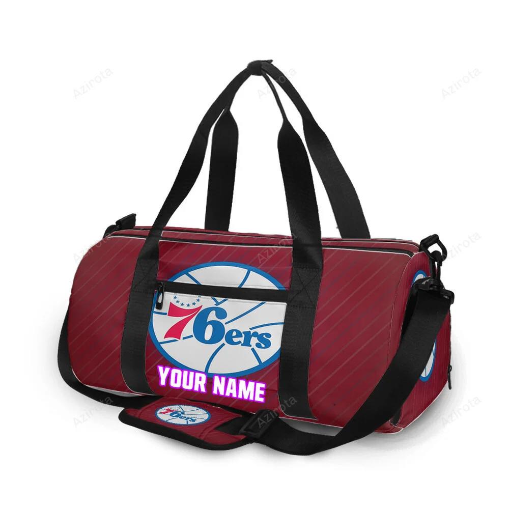 Philadelphia 76ers white red personalized name travel bag gym bag 2187 Travel Bag