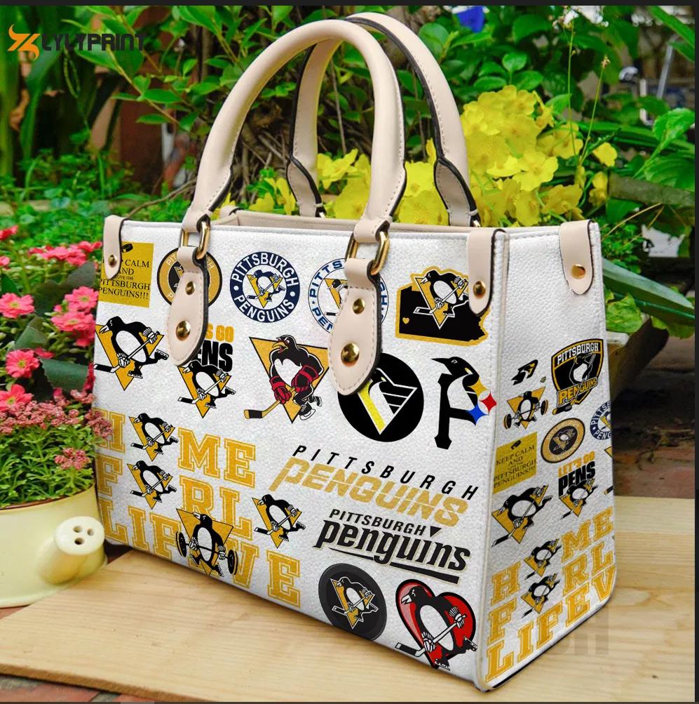 Pittsburgh penguins leather handbag gift for women 502 Women Leather Hand Bag