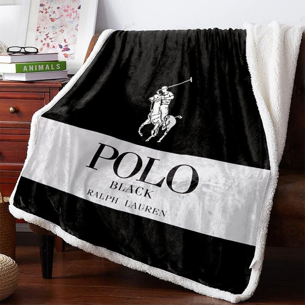 Ralph lauren black fashion luxury brand premium blanket fleece home decor 110 Blanket Fleece