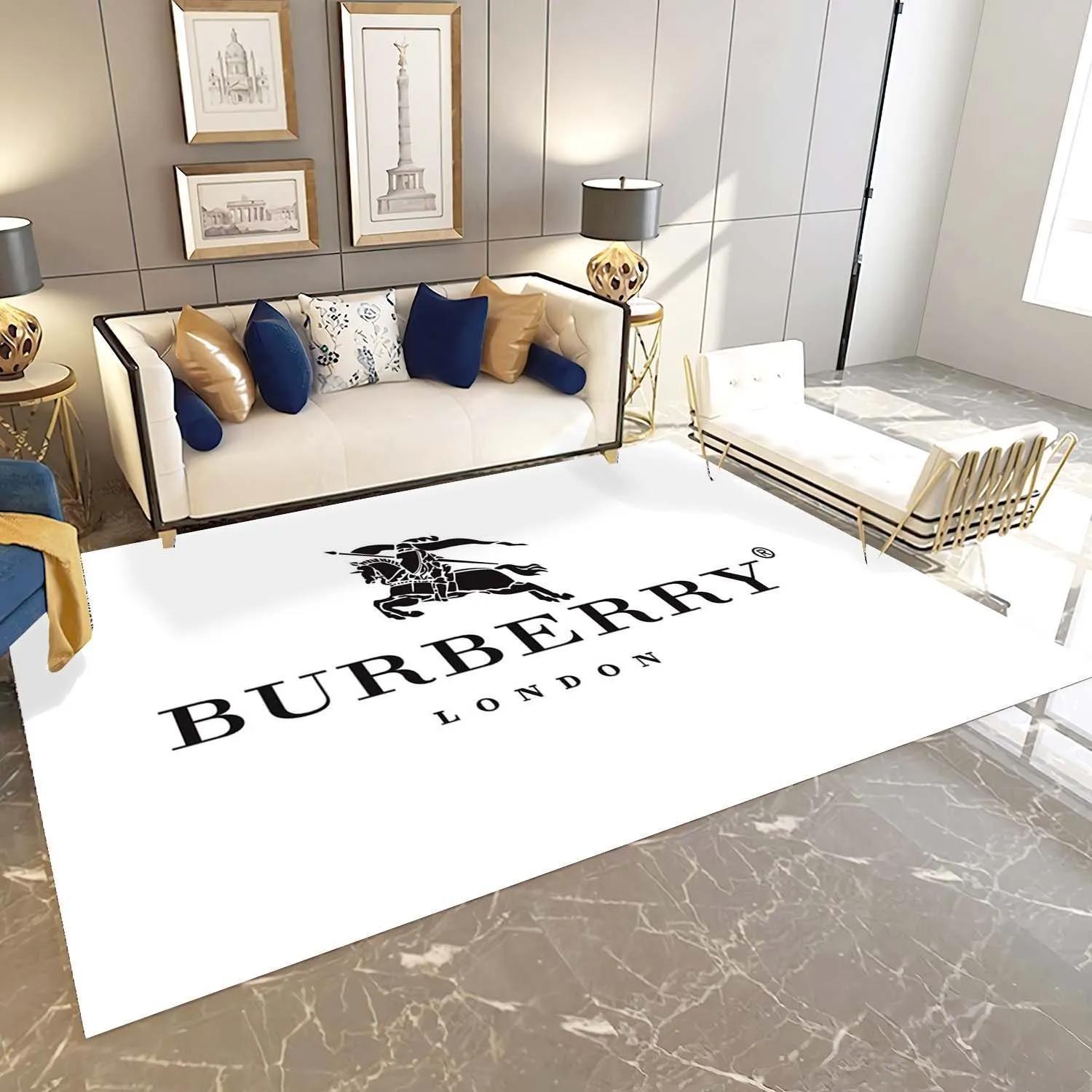 Rugs in living room and bedroom - Burberry white luxury brand area rug carpet living room rug floor mats keep warm in winter Rectangle Rug