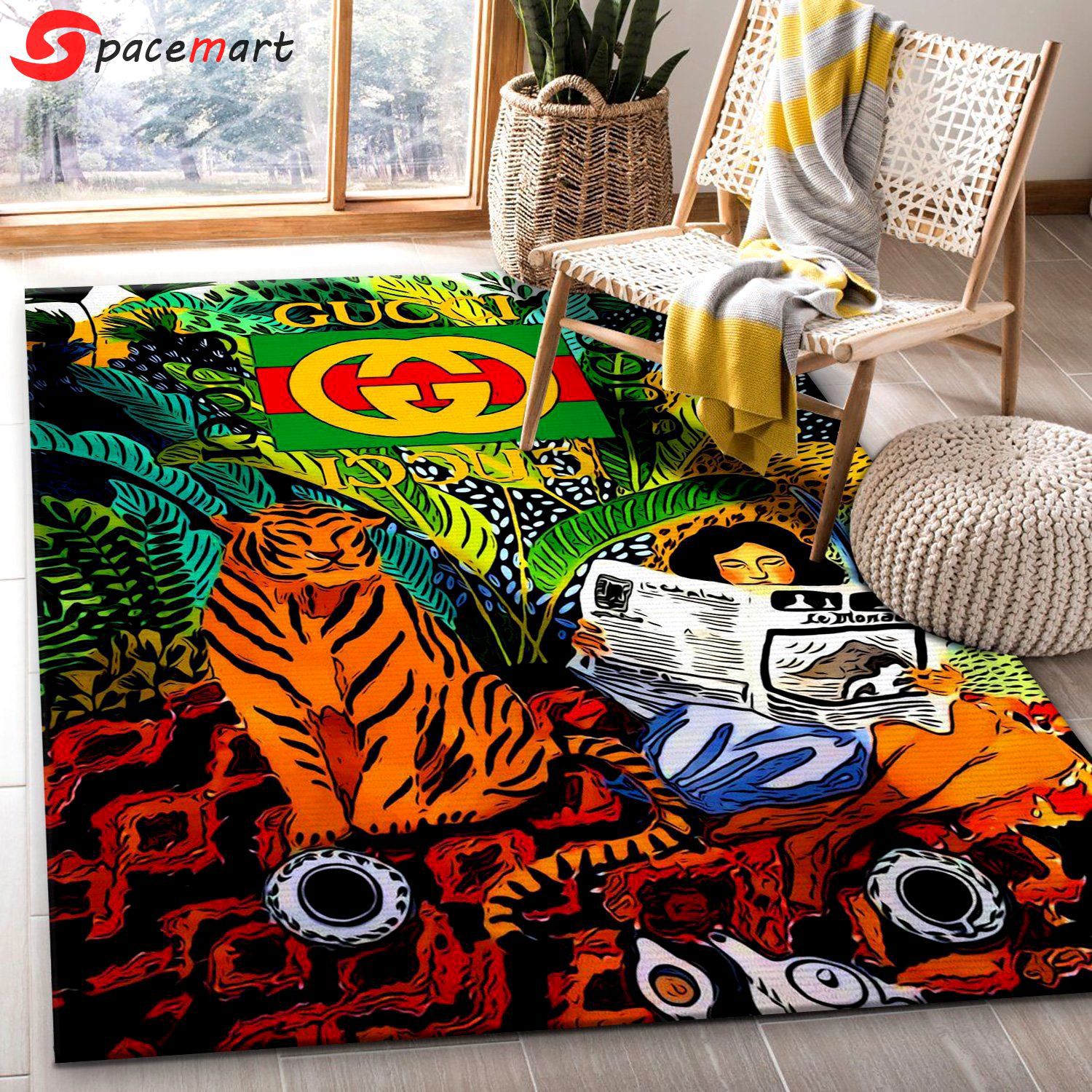 Rugs in living room and bedroom - Gucci logo area rugs living room rug floor decor home decor - rugs Rectangle Rug
