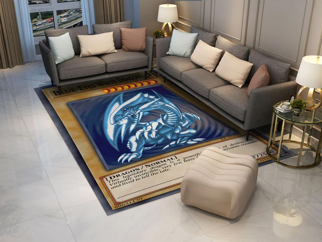 Rugs in living room and bedroom white dragon blue eyes white manga rug Rectangle Rug