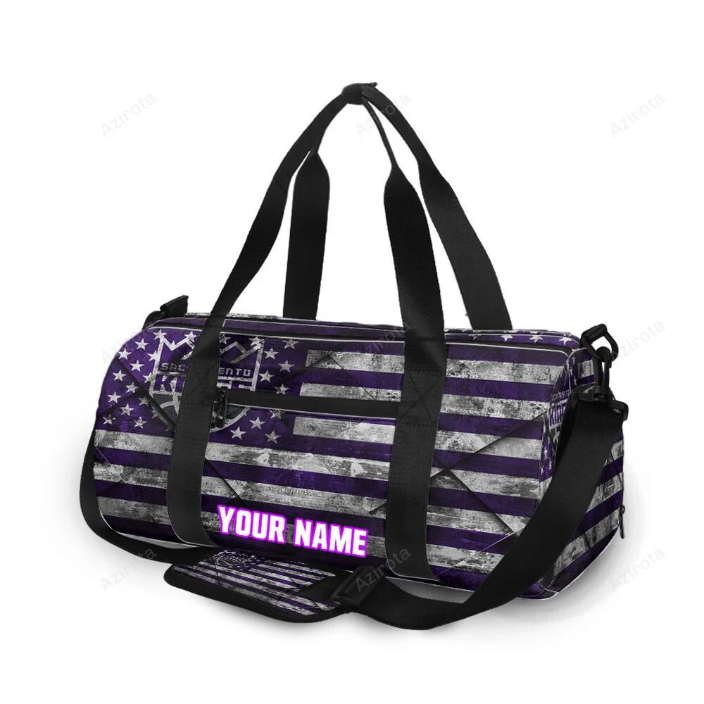 Sacramento kings emblem texture flag personalized name travel bag gym bag 2338 Travel Bag