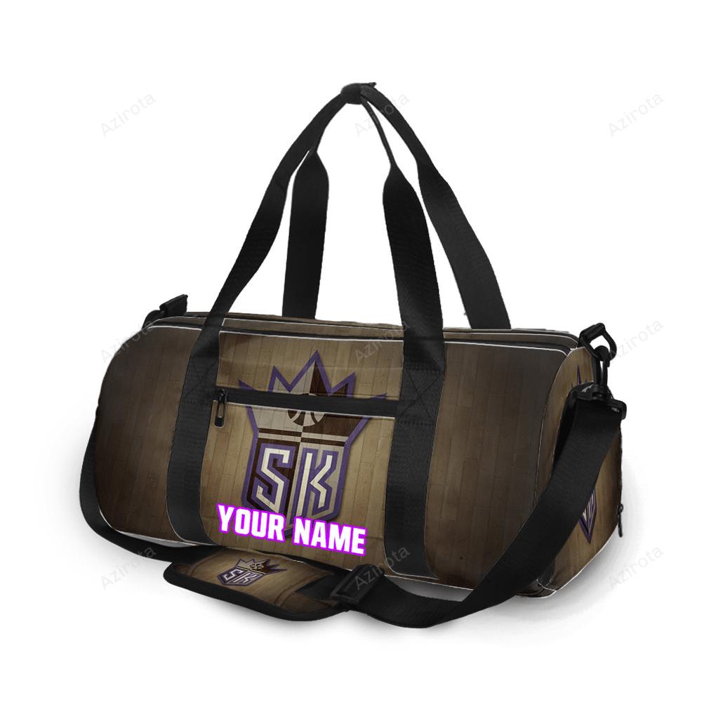 Sacramento kings new emblem wood personalized name travel bag gym bag 2393 Travel Bag