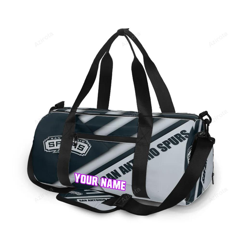 San antonio spurs black white personalized name travel bag gym bag 2384 Travel Bag