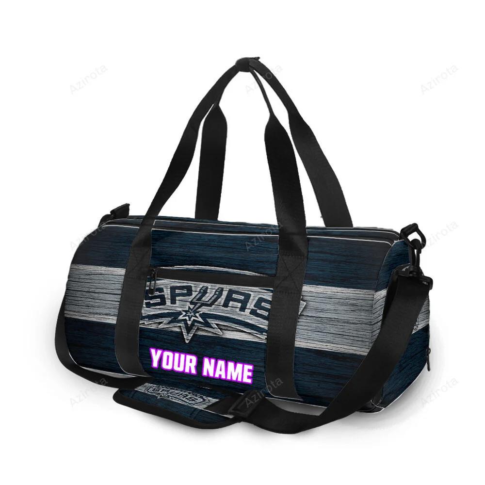 San antonio spurs blue white wood personalized name travel bag gym bag 2283 Travel Bag