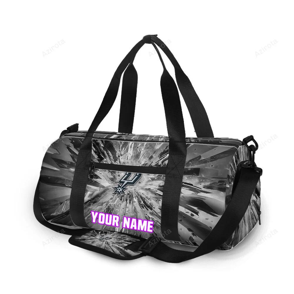 San antonio spurs crack glass black personalized name travel bag gym bag 2249 Travel Bag