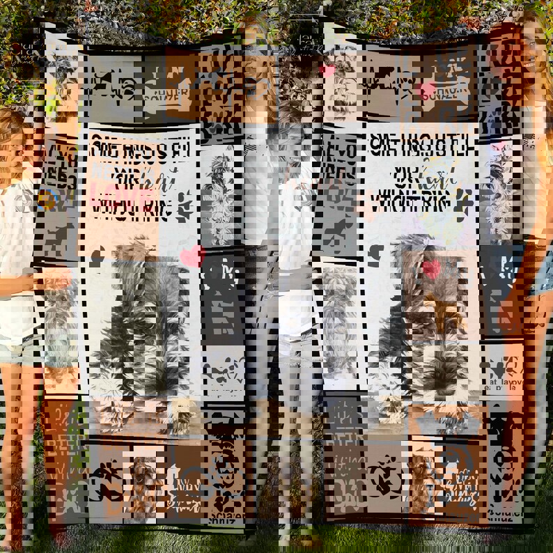 Some things just fill your heart without trying schnauzer dog i love my dog fleece blanket, mink sherpa blanket, schnauzer dog blanket Quilt Blanket