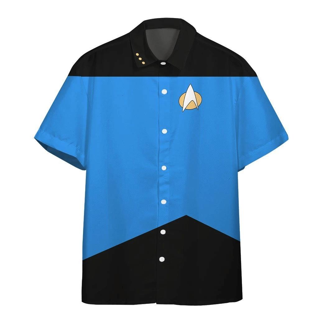 Star trek the next generation blue uniform custom button up hawaiian shirt Hawaii Shirt Shorts & Flip Flops