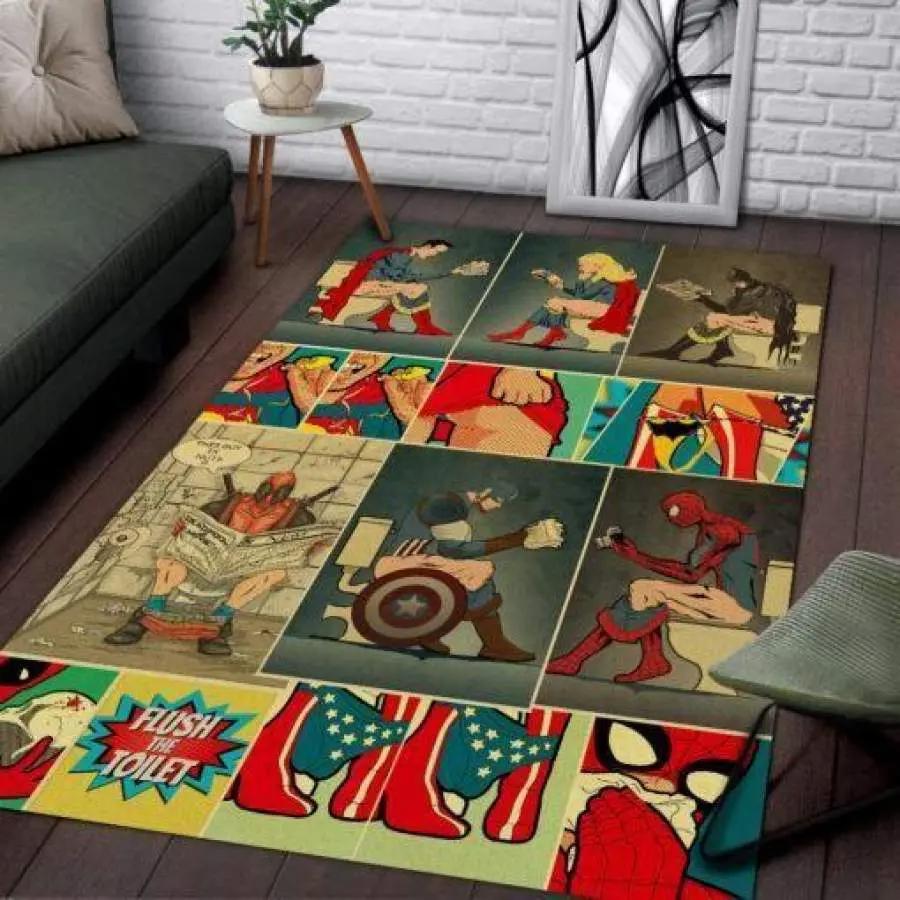 Superhero area rug living room rug home decor in the bathroom cute movie ofd 021144 Rectangle Rug