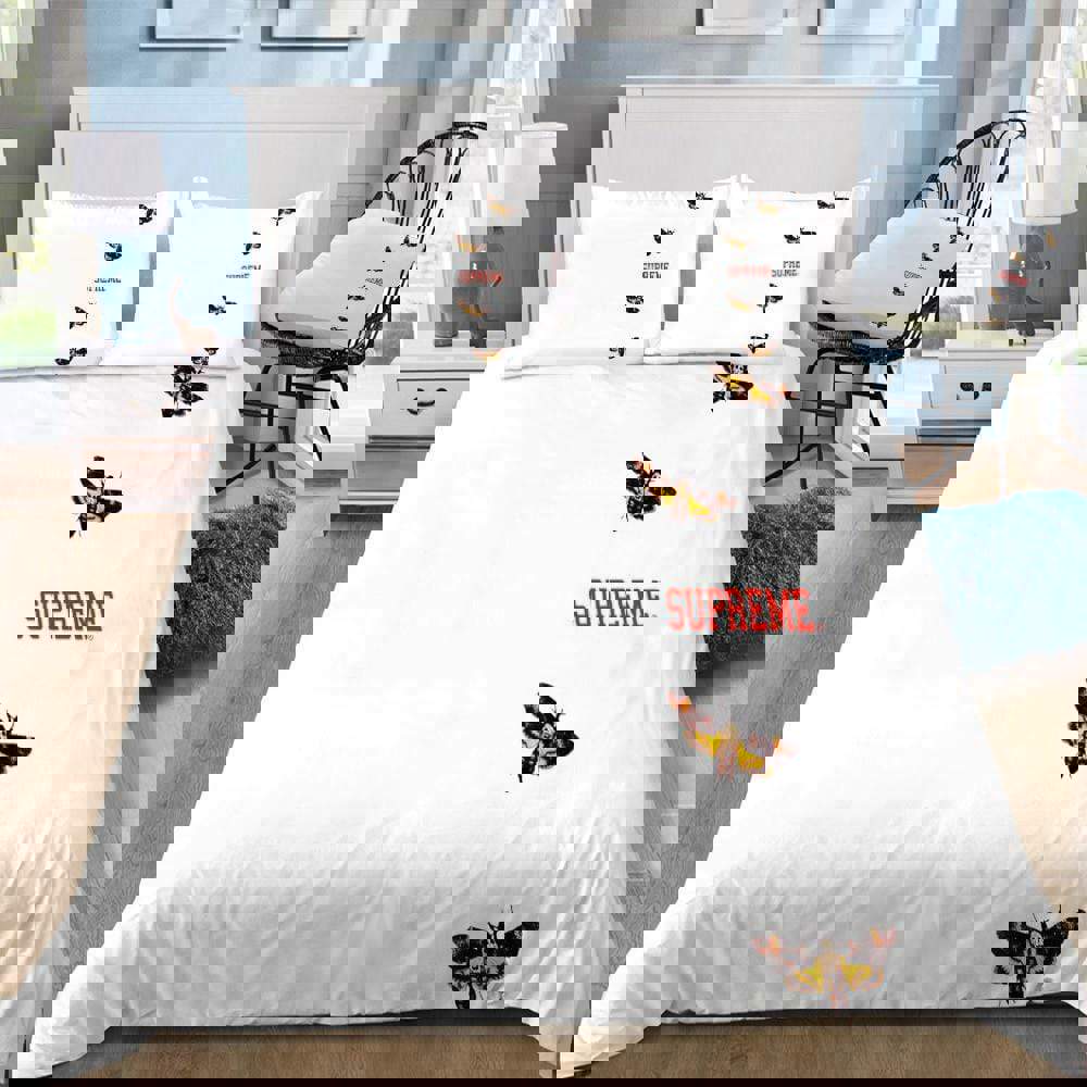 Supreme butterfly white logo type 1446 Bedding Sets sheets blankets bedspread luxury ideas covers duvet hyperbeast Bedroom bedclothes bed linen home decor premium fashion brand