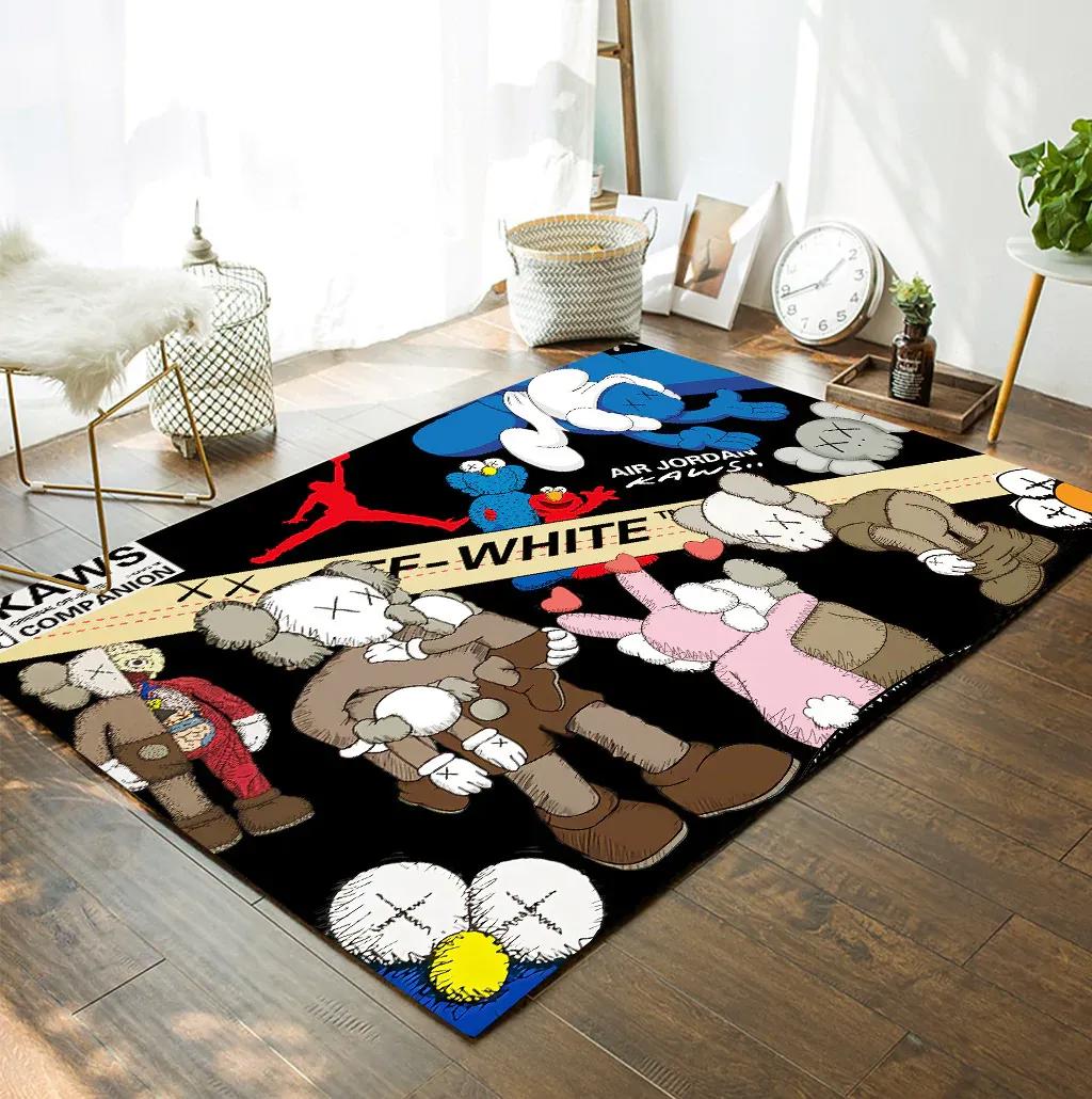 Supreme off-white kaws logo type 732. Upgrade Your Living Room with Luxury Home Decor: Area Carpets, Floor Decor, Door Mats, and Hot Gift Items with style a High-End Fashion Brand Rectangle Rug