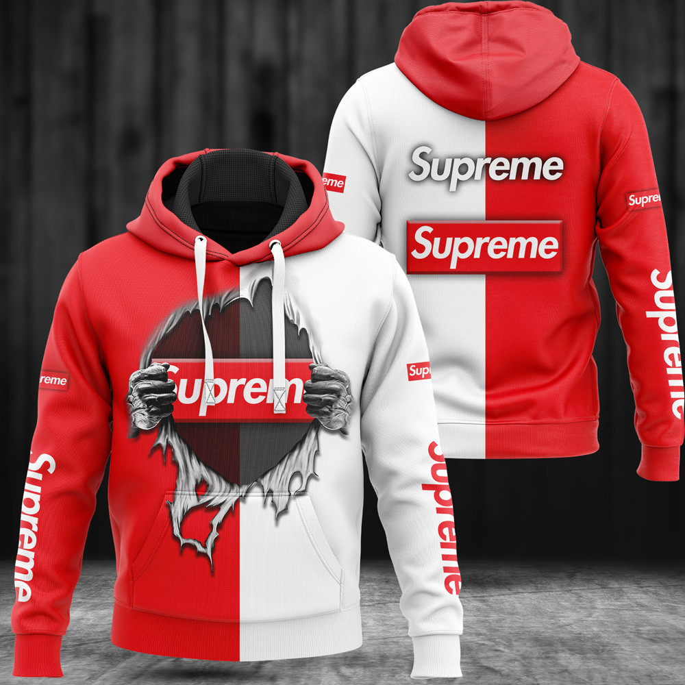 Supreme red white fashion luxury brand hoodie for men women Hoodie 3D