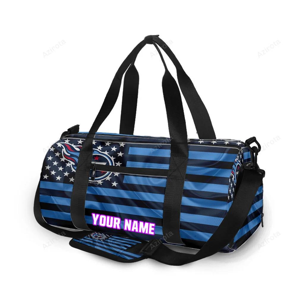 Tennessee titans american flag v23 personalized name travel bag gym bag 2511 Travel Bag