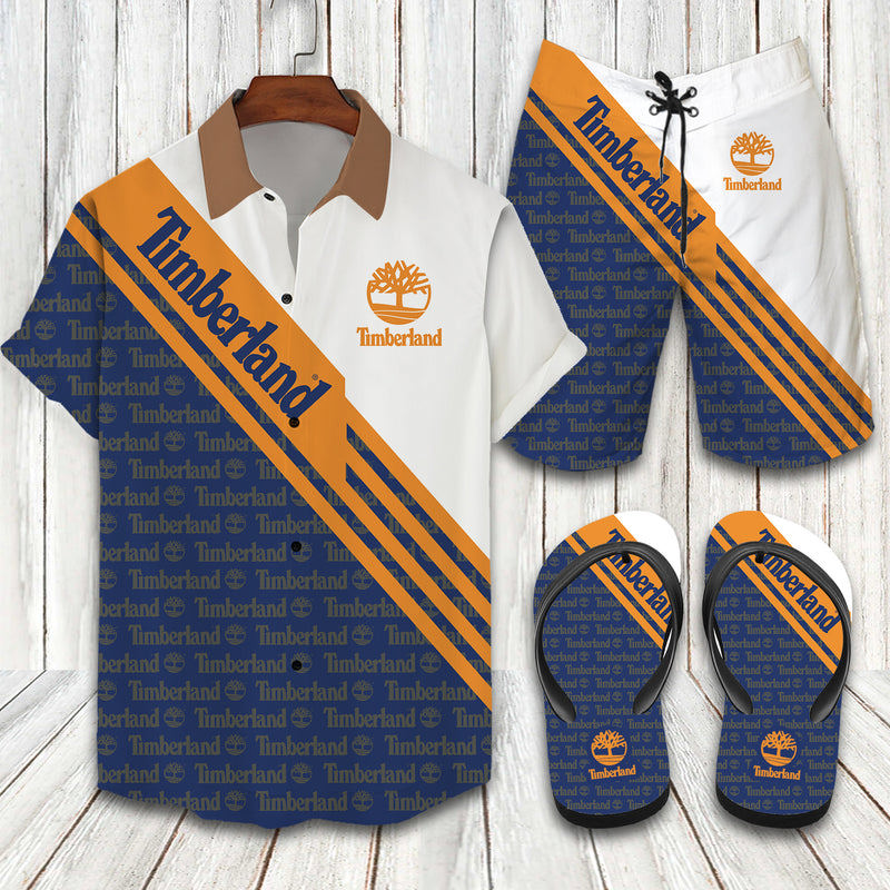 Timberland three color mix limited hawaiian shirt shorts and flip flops combo Hawaii Shirt Shorts & Flip Flops