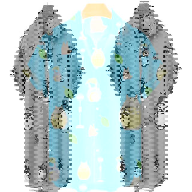 Totoro and friends shirt blue Hawaii Shirt Shorts & Flip Flops