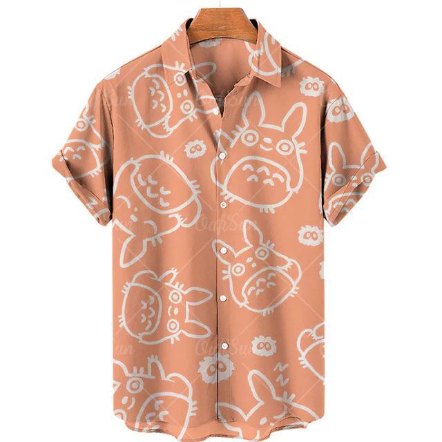 Totoro and friends shirt orange hawaiian shirt Hawaii Shirt Shorts & Flip Flops