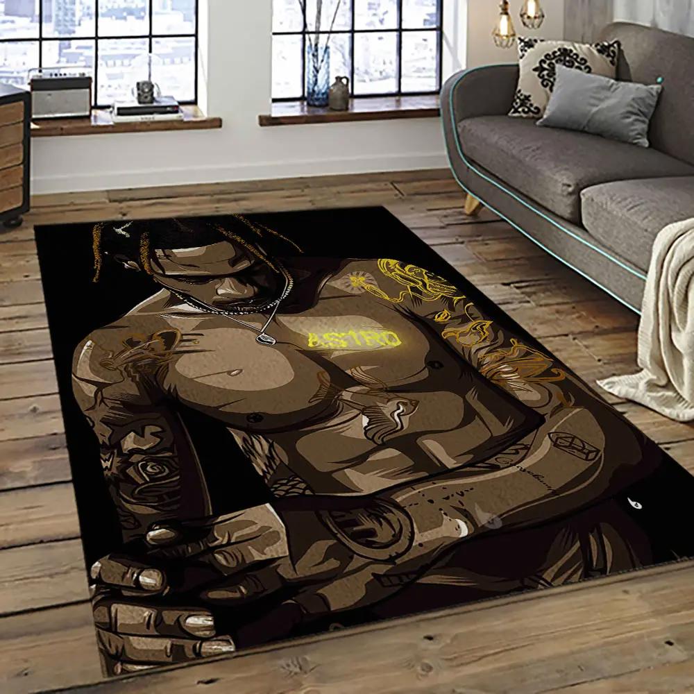 Travis scott rapper hiphop music retangle carpet area rug home decor best gift for fan and friends tst16 Rectangle Rug