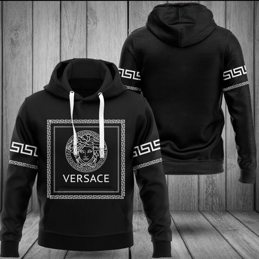 Versace black luxury unisex hoodie luxury brand outfit for men women Hoodie 3D