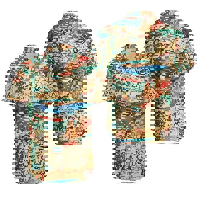 Vintage cars route 66 hawaiian shirt Hawaii Shirt Shorts & Flip Flops