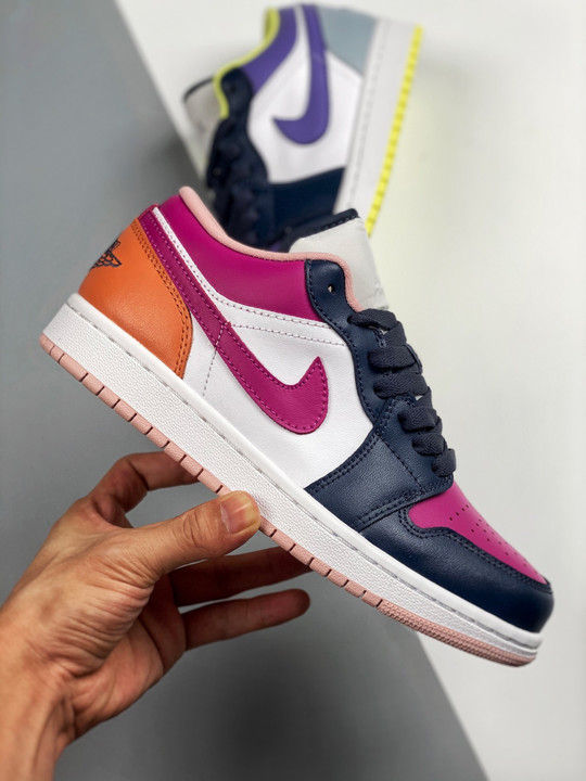 Wmns mismatched air jordan 1 low purple magenta white