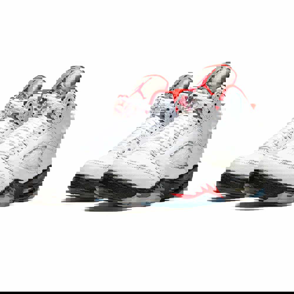 Youth air jordan 5 retro gs fire red silver tongue