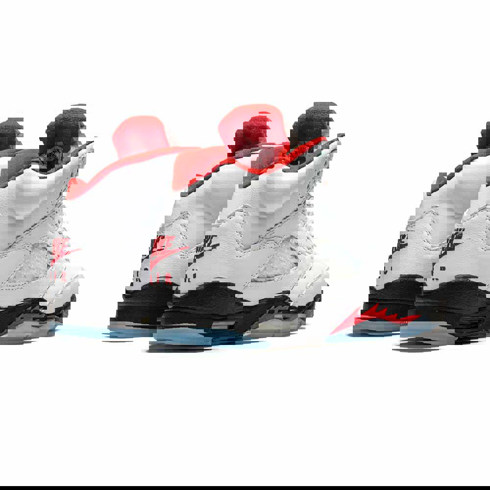 Youth air jordan 5 retro gs fire red silver tongue