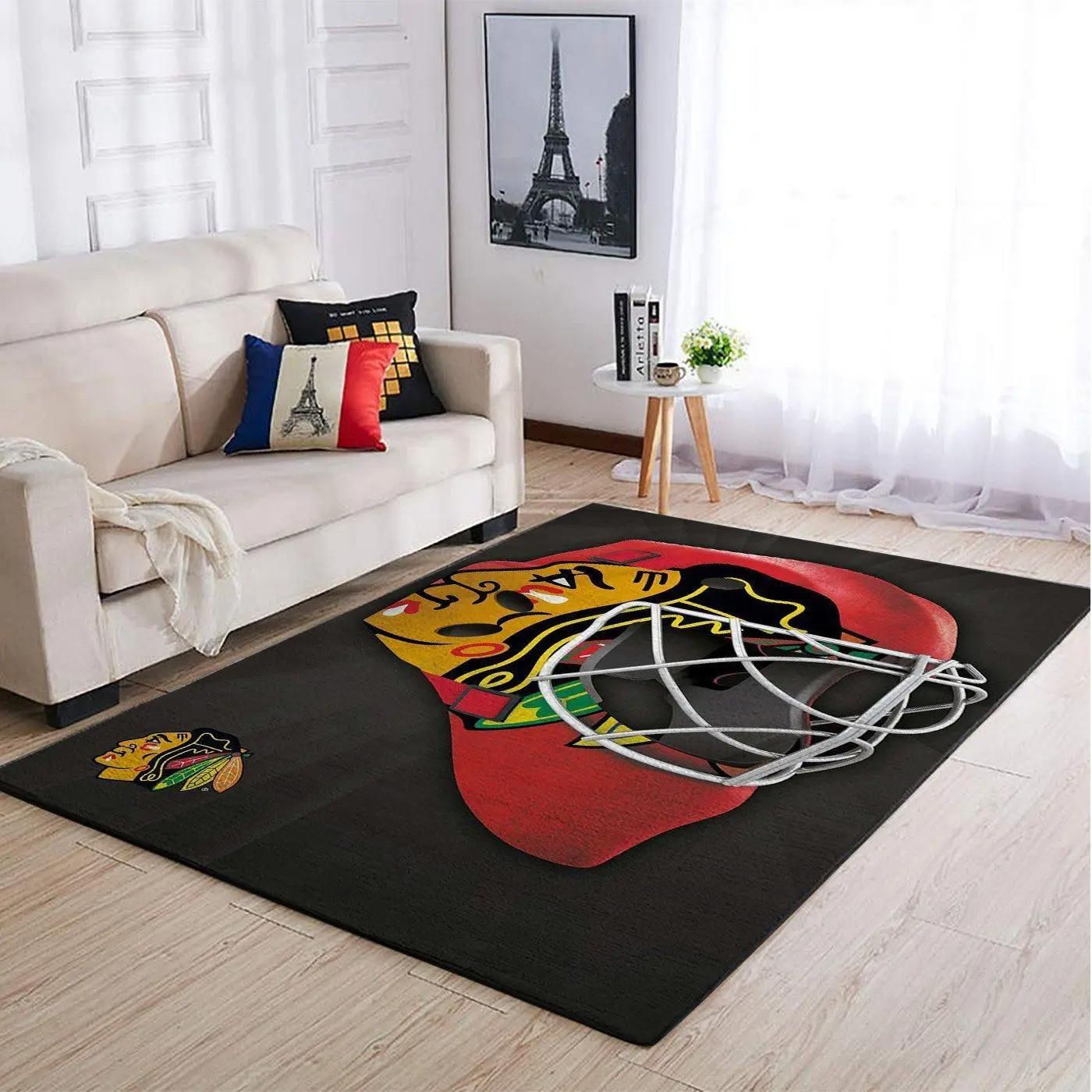 Chicago blackhawks nhl area rugs team logo style living room regtangle carpet Rectangle Rug