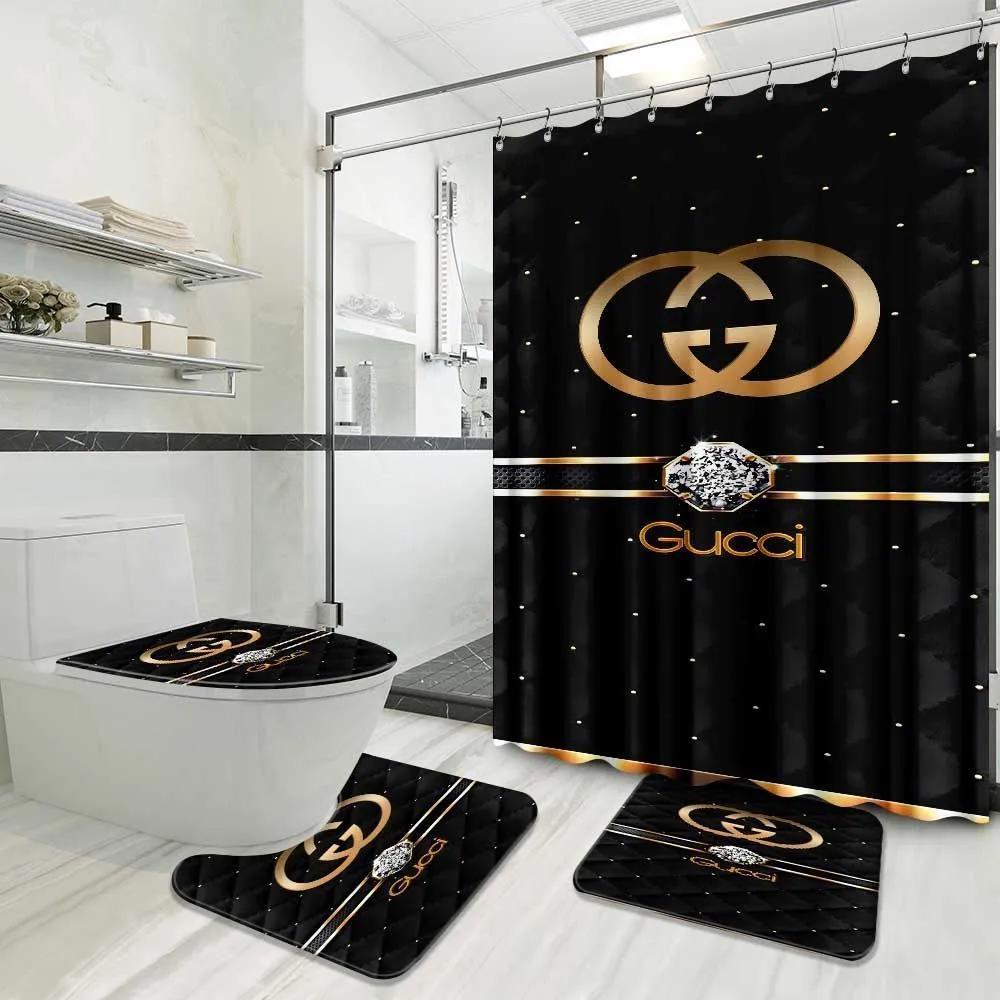 Gucci bathroom set luxury shower curtain waterproof luxury brand with logo gucci 3 173 Bathroom Set