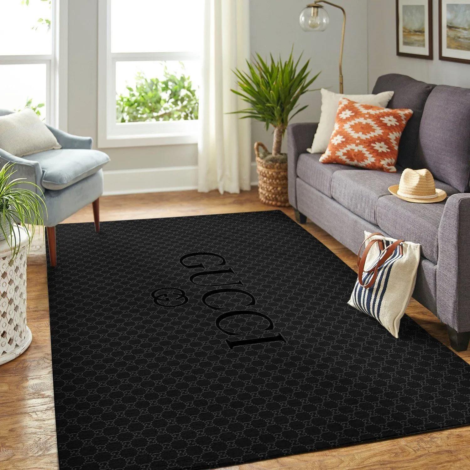 Gucci dark logo type 282. Upgrade Your Living Room with Luxury Home Decor: Area Carpets, Floor Decor, Door Mats, and Hot Gift Items with style a High-End Fashion Brand Rectangle Rug