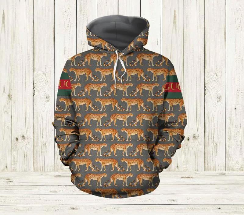 Gucci leopard unisex hoodie for men women luxury brand clothing clothes outfit Hoodie 3D