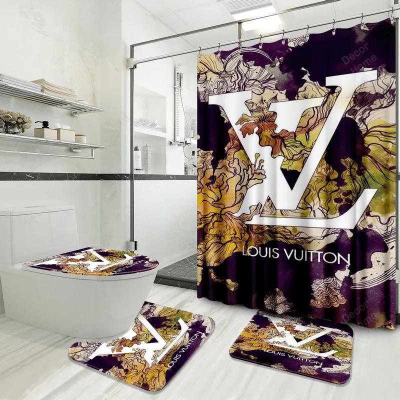 Louis vuitton bathroom set luxury shower curtain waterproof luxury brand with logo louis vuitton 71 332 Bathroom Set