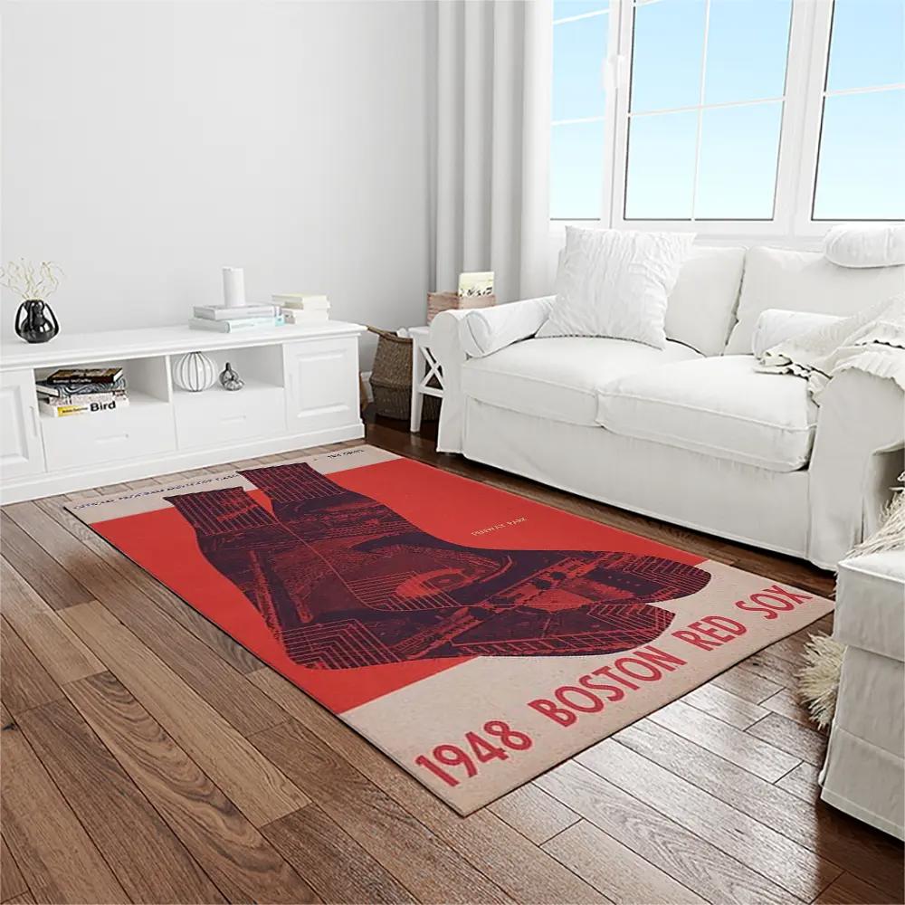 Mlb boston red sox baseball team logo rectangle area rug brs64 Rectangle Rug