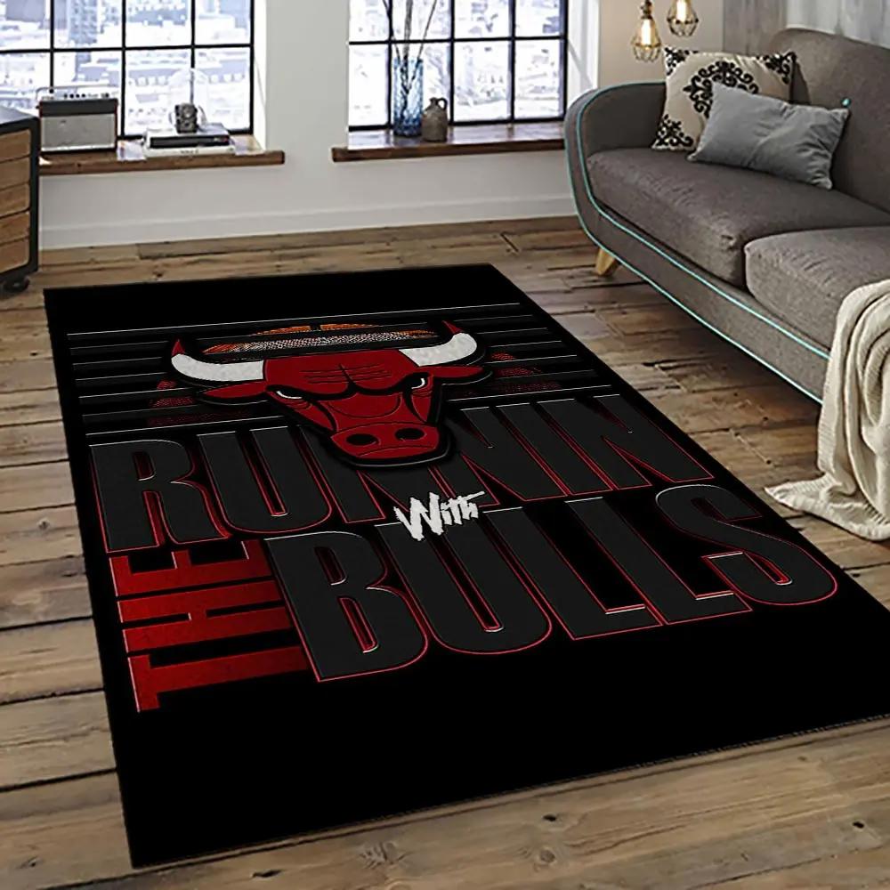 Nba chicago bulls basketball team logo sport carpet area rug home decor best gift for friends cb61 Rectangle Rug
