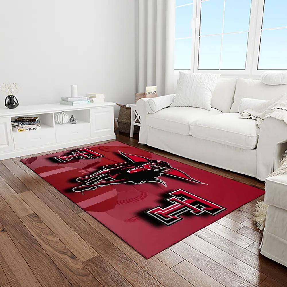 Ncaa texas tech red raiders sport basketball and foolball team logo rectangle area rug ttrr38 Rectangle Rug