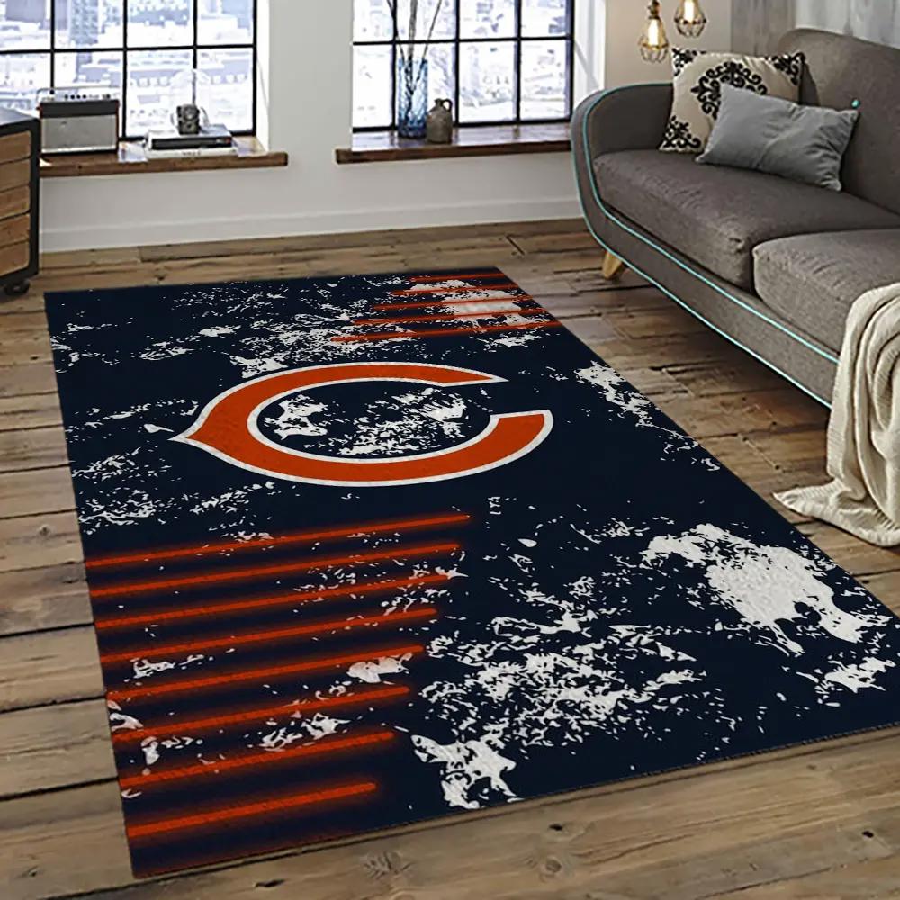 Nfl chicago bears football team logo sport carpet rectangle area rug for living room ccb47 Rectangle Rug