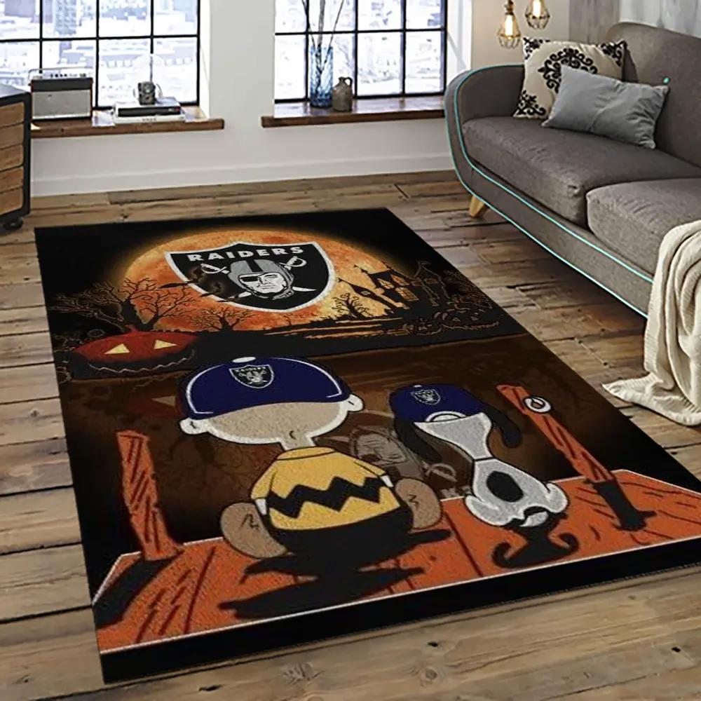 Nfl las vegas raiders football team logo sport carpet rectangle area rug for living room lvrd13 Rectangle Rug