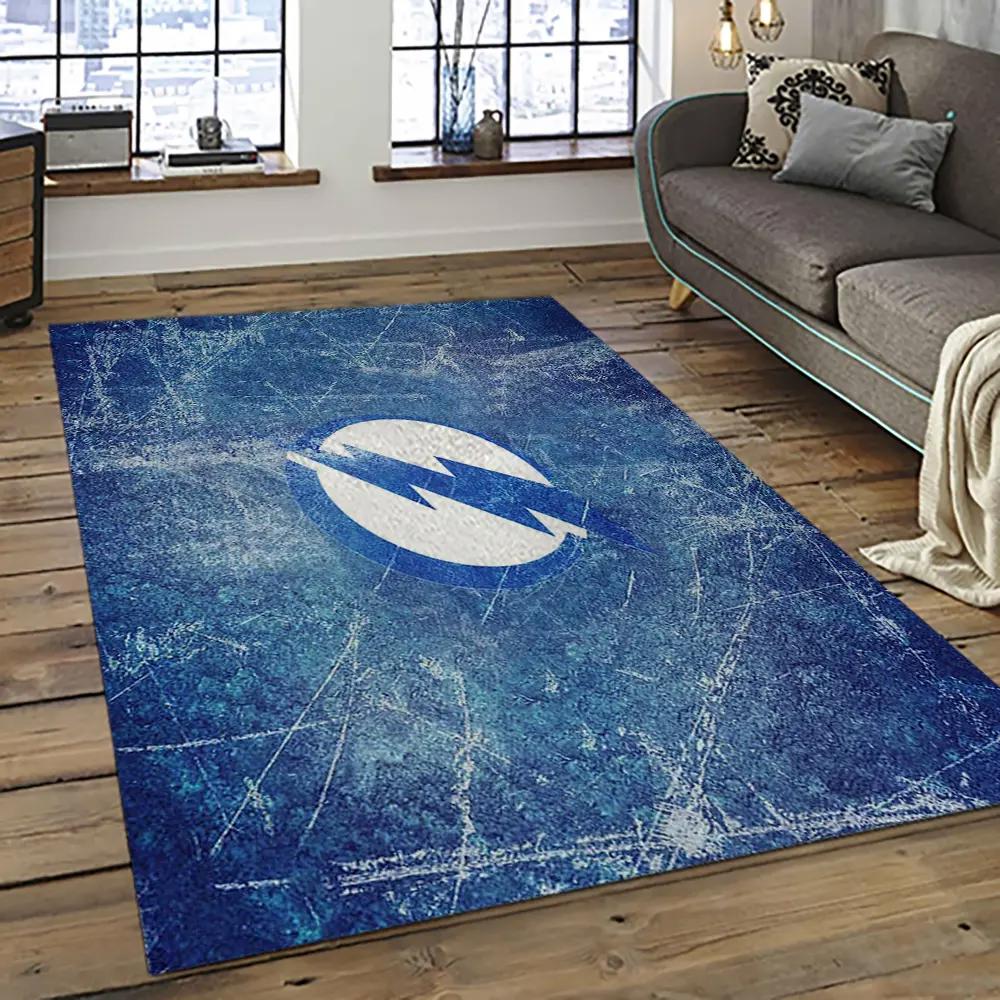 Nhl tampa bay lightning hockey team logo sport carpet rectangle area rug for living room tbl41 Rectangle Rug